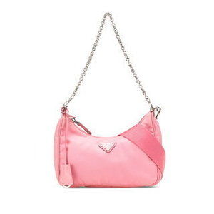 Prada Triangle Chain Shoulder Bag Pink Nylon